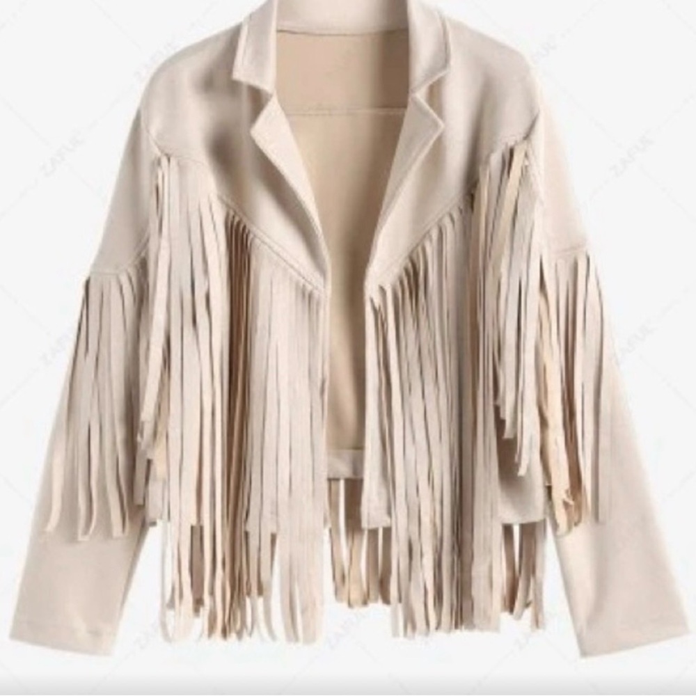 Fringe White Blazer Jacket